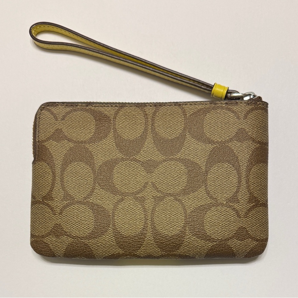 Coach Brown and Yellow Signature Wristlet - Picture 5 of 7